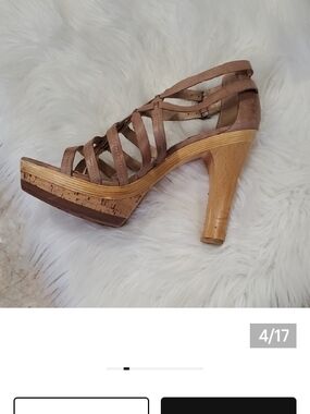 Frye Neutral Brown Strappy Platform Heel Sandal